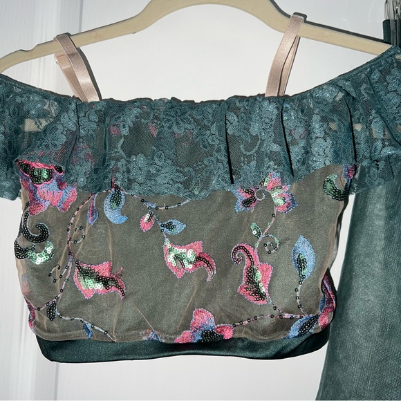 Weissman Two Piece Lace and Embroidered Dance Costume Size MC - Picture 5 of 16